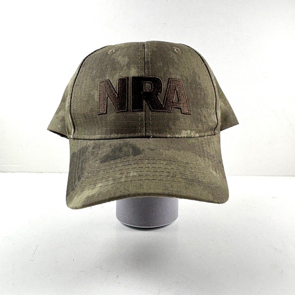 NRA Baseball Hat‎ Mens OSFM Green Camo Ripstop Adjustable Strap Cap Gorpcore
